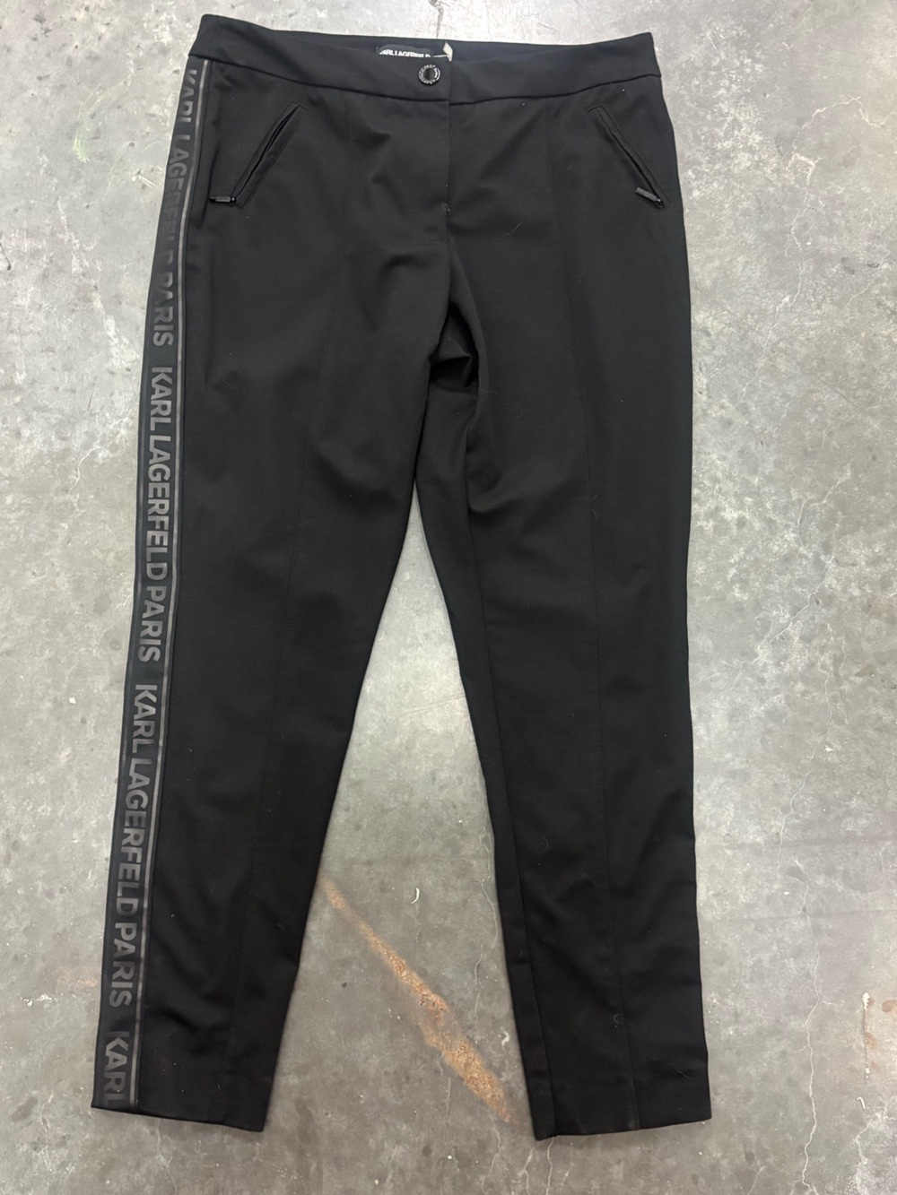 Karl Lagerfeld Paris Black Logo Side Tape Ankle Pants / Trousers - Size 14